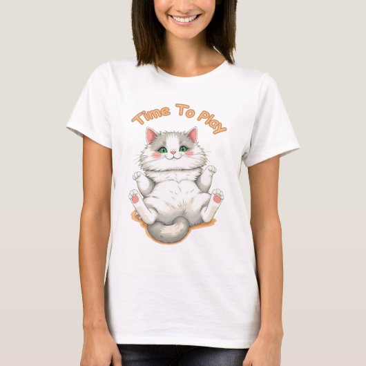 T-shirt Time To Play - Best Cute Cat Design (Devant)