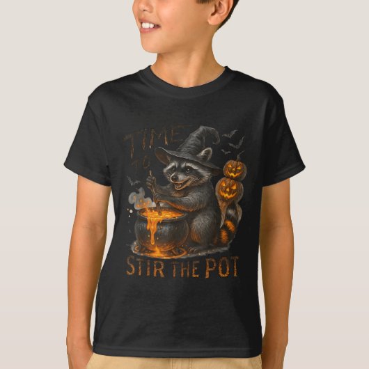 T-shirt Time To Stir T Funny Raccoon Retro Halloween Anima (Devant)