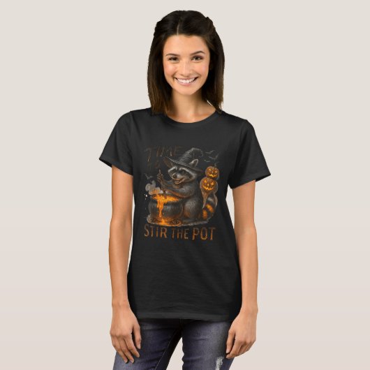 T-shirt Time To Stir T Funny Raccoon Retro Halloween Anima (Devant entier)