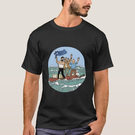 T-shirt Tin Tin Sea Adventure Avec Capitaine Haddock (Devant)
