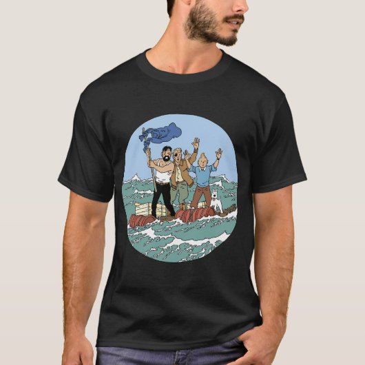 T-shirt Tin Tin Sea Adventure Avec Capitaine Haddock (Devant)