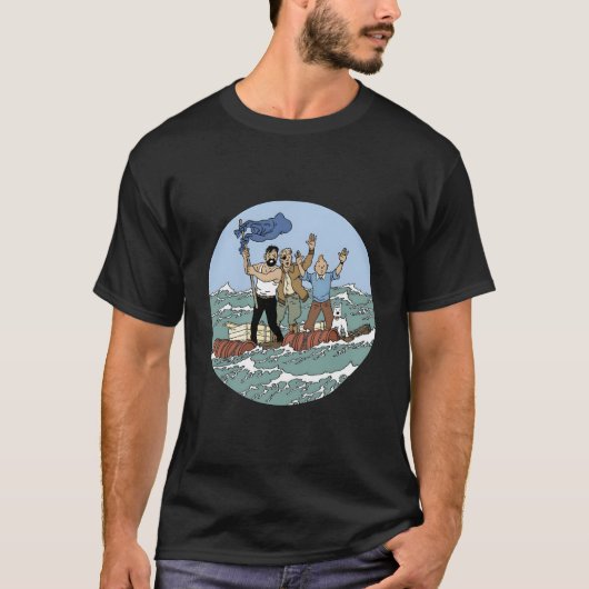 T-shirt Tin Tin Sea Adventure Avec Capitaine Haddock (Devant)