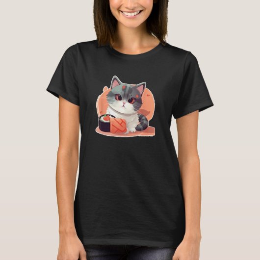T-shirt Tiny paws and tasty rolls  A cat s sushi adventure (Devant)