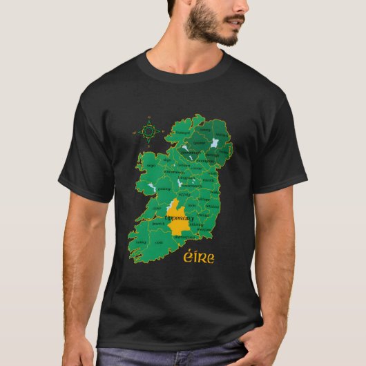 T-shirt Tipperary Ireland County Map Eire Irish Travel (Devant)