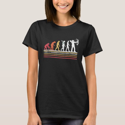 T-shirt Tir à l'Arc Evolution Style Rétro Chasse Drôle Bow (Devant)