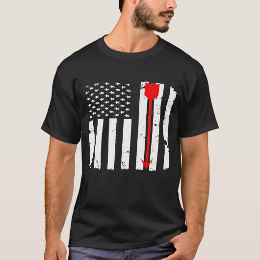 T-shirt Tir à l'arc Rouge flèche Bow Distressed drapeau am (Devant)