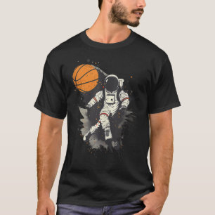 T-shirt Tirage de l'astronaute de basket-ball de basket-ba