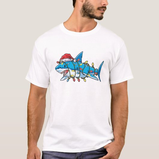 T-shirt Tirage de Noël des requins Père Noël Men Sharkmas (Devant)