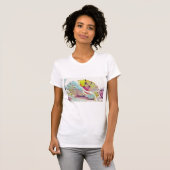 T-shirt Tirage vintage Coquille rose jaune (Devant entier)