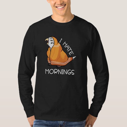 T-shirt Tired Parrot Hates Mornings I White Budgie Budgeri (Devant)