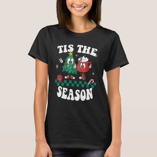 T-shirt Tis The Season Christmas Hot Chocolate Pine Tree (Devant)