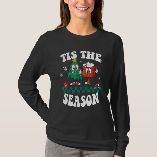 T-shirt Tis The Season Christmas Hot Chocolate Pine Tree (Devant)