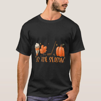 T-shirt Tis The Season Hockey Latte Leaves Hello Pumpkin H