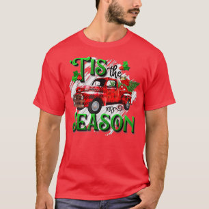 T-shirt Tis The Season Red Plaid Retro Truck Christmas Xma