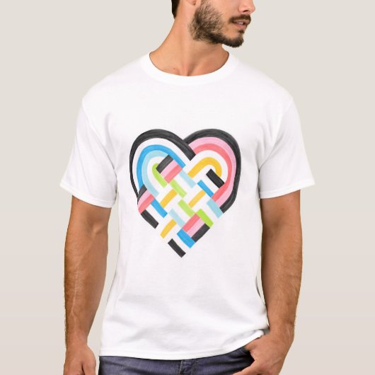 T-shirt Tissé Coeur Queer Pride Drapeau Bright Tropical (Devant)