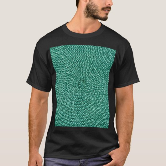 T-shirt Tissu vert tressé artificiel. (Devant)