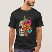 T-shirt Title: Día de los Muertos Floral Skull (Devant)