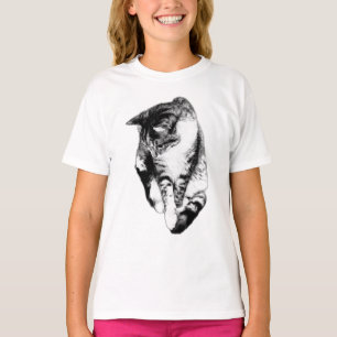 T-shirt Titre : Regard vers le bas Tabby Chat Monochrome T