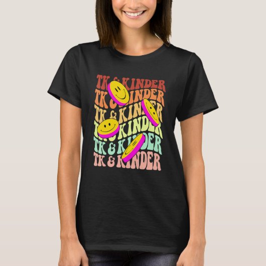 T-shirt TK and Kinder retro smile face Back To School kind (Devant)