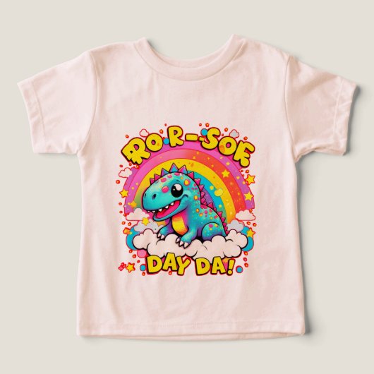 T-Shirt Toddler Cute Rainbow Coloured Dinosaur (Design Recto)