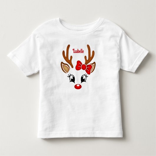 T-shirt Toddler Visage Reindeer fille mignonne (Devant)