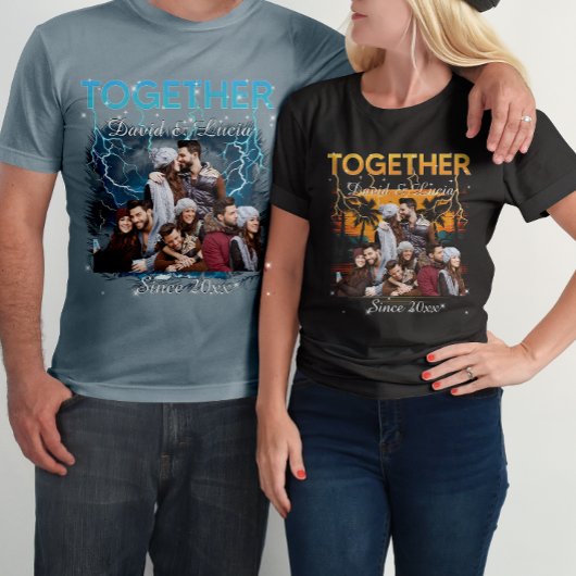 T-shirt Together Since Bootleg Retro Style Custom Photo 