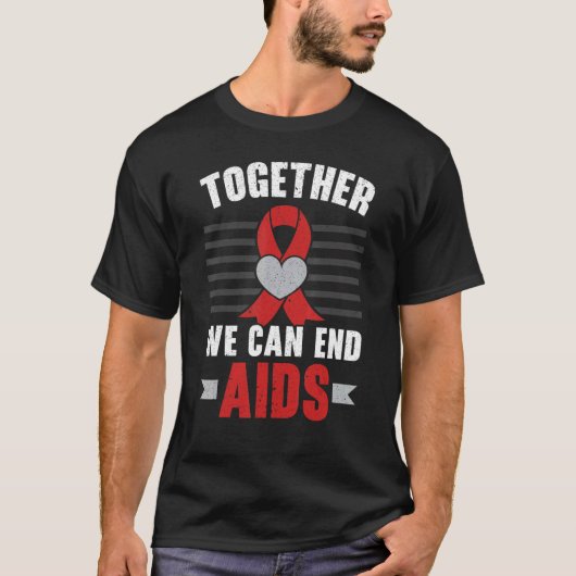 T-shirt Together We Can End Aids HIV AIDS Awareness Red Ri (Devant)
