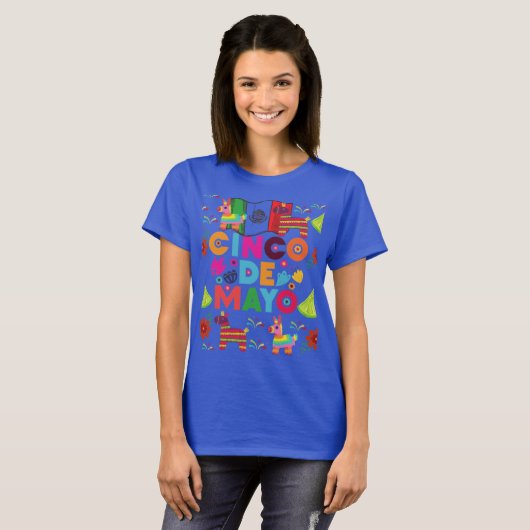 T-shirt toile de célébration Cinco bleu (Devant entier)