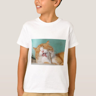 T-shirt Toilettage de chat orange mignon
