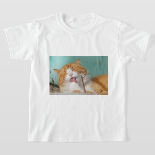 T-shirt Toilettage de chat orange mignon (Poser)