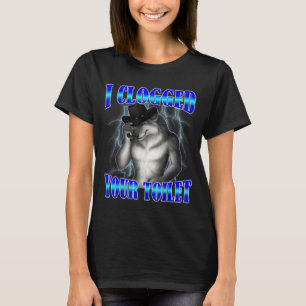 T-shirt Toilette bouchée drôle alpha loup mème brainrot