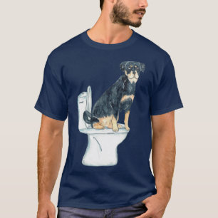 T-shirt Toilette de chien Rottweiler Peinture 1