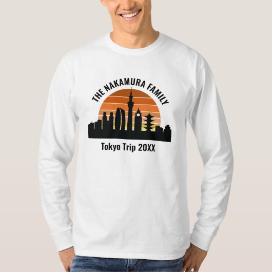 T-shirt Tokyo Japan Sunset Customized Long Sleeve (Devant)