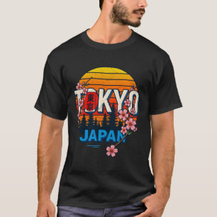 T-shirt Tokyo Japon Texte Avec Calligraphie Sakura Flowers