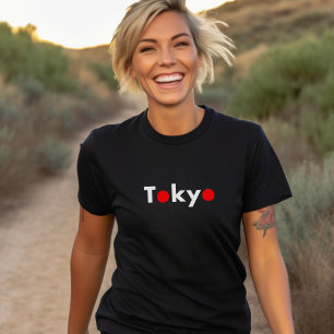 T-shirt Tokyo moderne Japon - Chiffres rouges couleur fonc