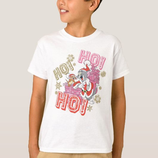 T-shirt Tom et Jerry "Ho ! Ho ! Ho !" Livraison de cadeaux (Devant)