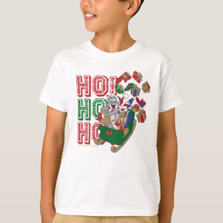 T-shirt Tom et Jerry livrent des cadeaux dans un hangar
