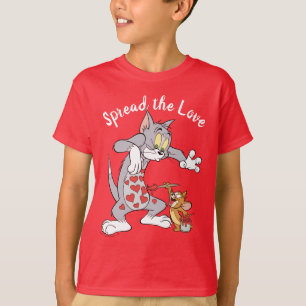 T-shirt Tom et Jerry Peindre les Coeurs de la Saint-Valent