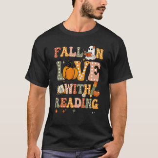 T-shirt Tomber Dans L'Amour Avec Lecture Livre Citrouille 