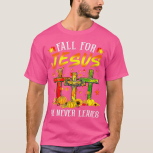T-shirt Tomber Pour Jésus Il N'A Jamais Feuille Citrouille