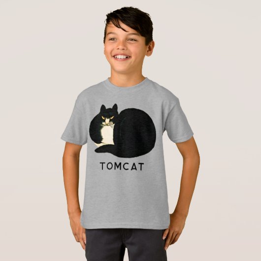 T-shirt Tomcat Chinese Qing Dynastie Manchu noir Chat (Devant entier)