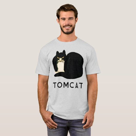 T-shirt Tomcat Chinese Qing Dynastie Manchu noir Chat (Devant entier)