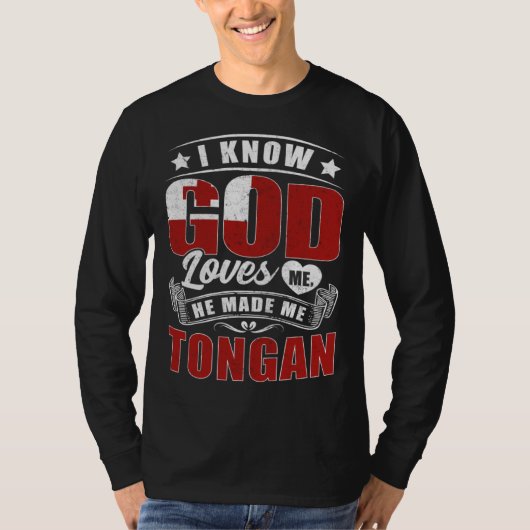 T-shirt Tonga Flag God Loves Me Tongans (Devant)