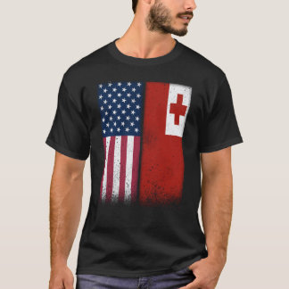 T-shirt Tonga Tongan American Flags Proud USA Tonga