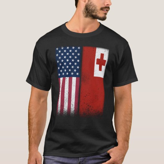 T-shirt Tonga Tongan American Flags Proud USA Tonga (Devant)