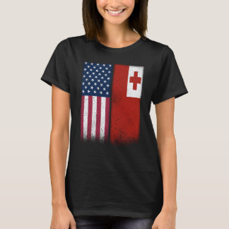 T-shirt Tonga Tongan American Flags Proud USA Tonga