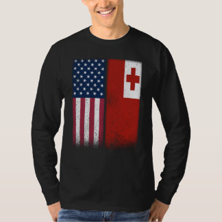 T-shirt Tonga Tongan American Flags Proud USA Tonga
