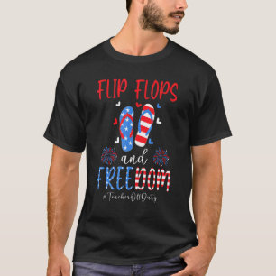 T-shirt Tongs Et Liberté Drapeau Usa 4 Juillet Enseignante