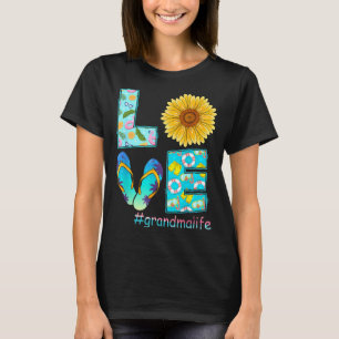 T-shirt Tongs LOVE Grand-mère Vie Hippie Tournesol