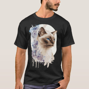 T-shirt Tonkinese Chat Cherry Blossom Aquarelle Sakura Flo